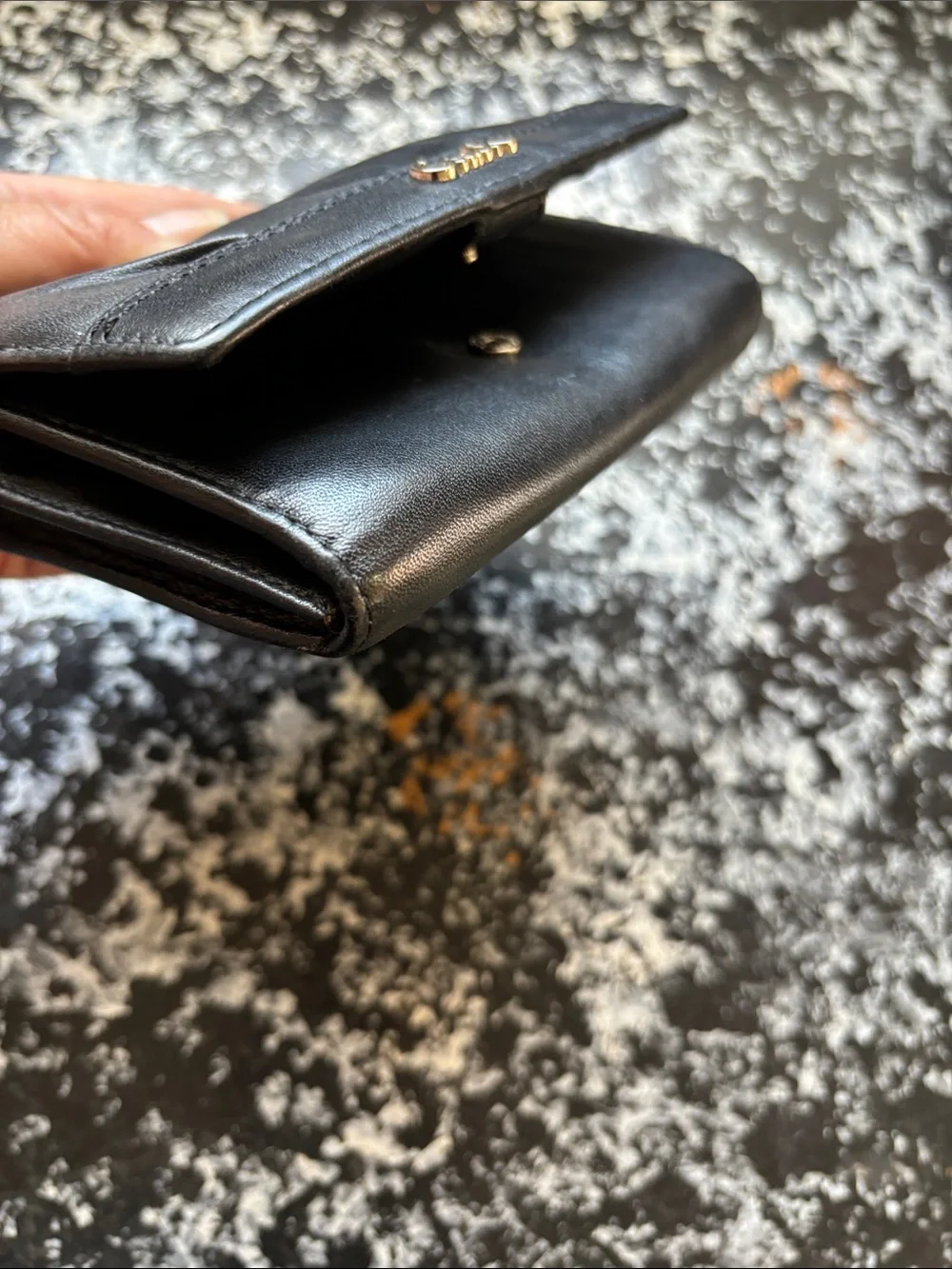 Coach SoHo Pleated Black Leather Wallet with Silver Logo
